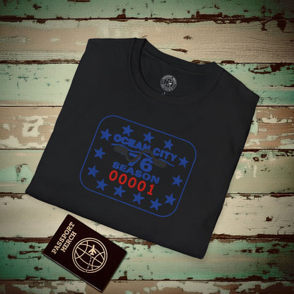 Vintage Ocean City 1976 Beach Tag, New Jersey T-Shirt Black / S