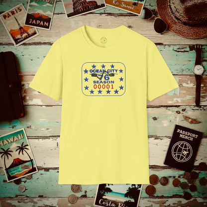 Vintage Ocean City 1976 Beach Tag, New Jersey T-Shirt Cornsilk / S