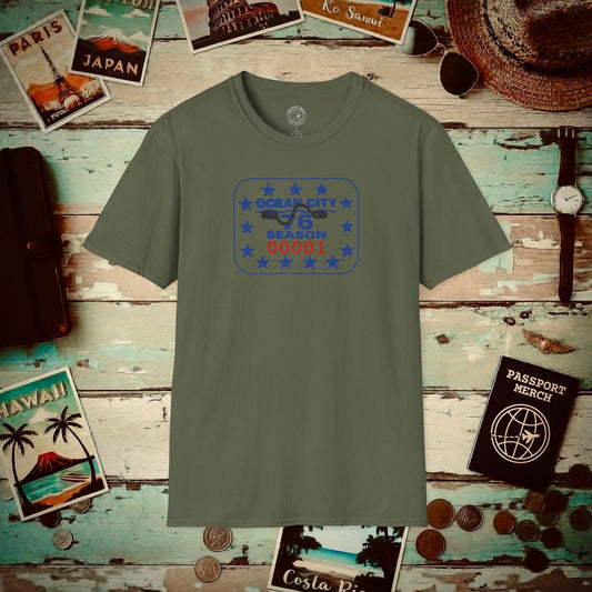 Vintage Ocean City 1976 Beach Tag, New Jersey T-Shirt Military Green / S