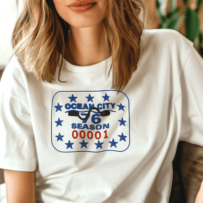 Vintage Ocean City 1976 Beach Tag, New Jersey T-Shirt White / S