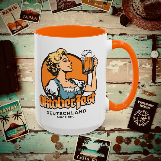 Vintage Oktoberfest Beer Maiden, Germany 15oz Mug Orange / 15oz