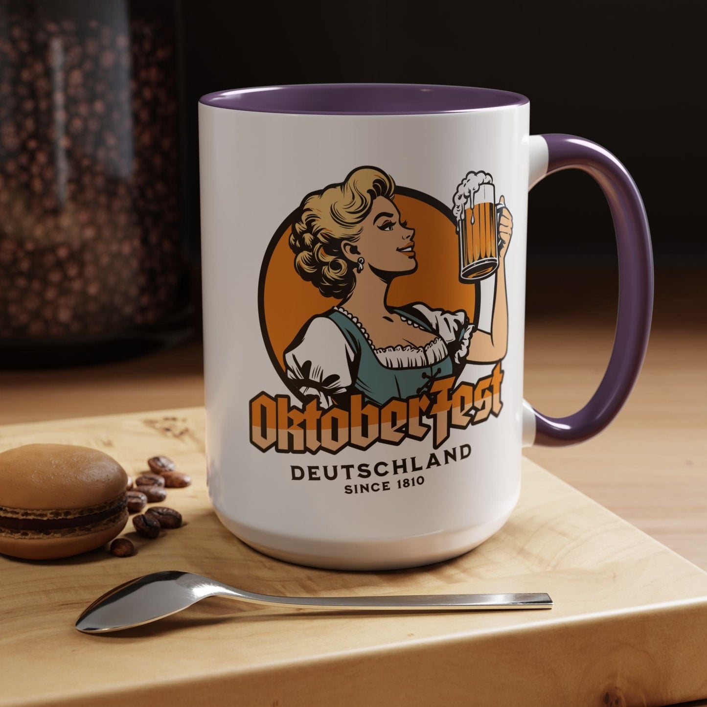 Vintage Oktoberfest Beer Maiden, Germany 15oz Mug Purple / 15oz