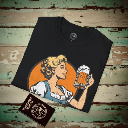 Vintage Oktoberfest Beer Maiden, Germany T-Shirt Black / S