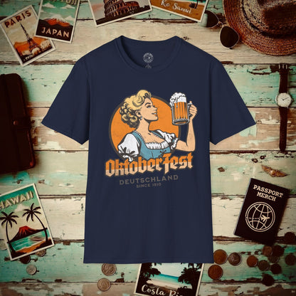 Vintage Oktoberfest Beer Maiden, Germany T-Shirt Navy / S
