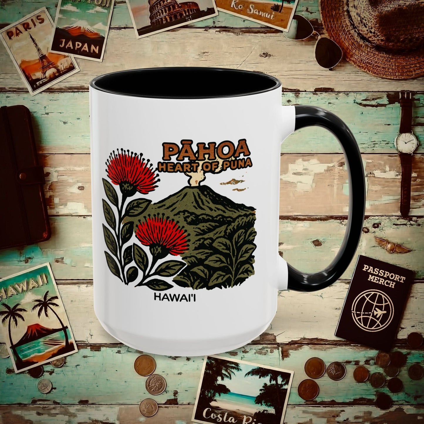 Vintage Pahoa, Heart of Puna, Hawaii 15oz Mug Black / 15oz