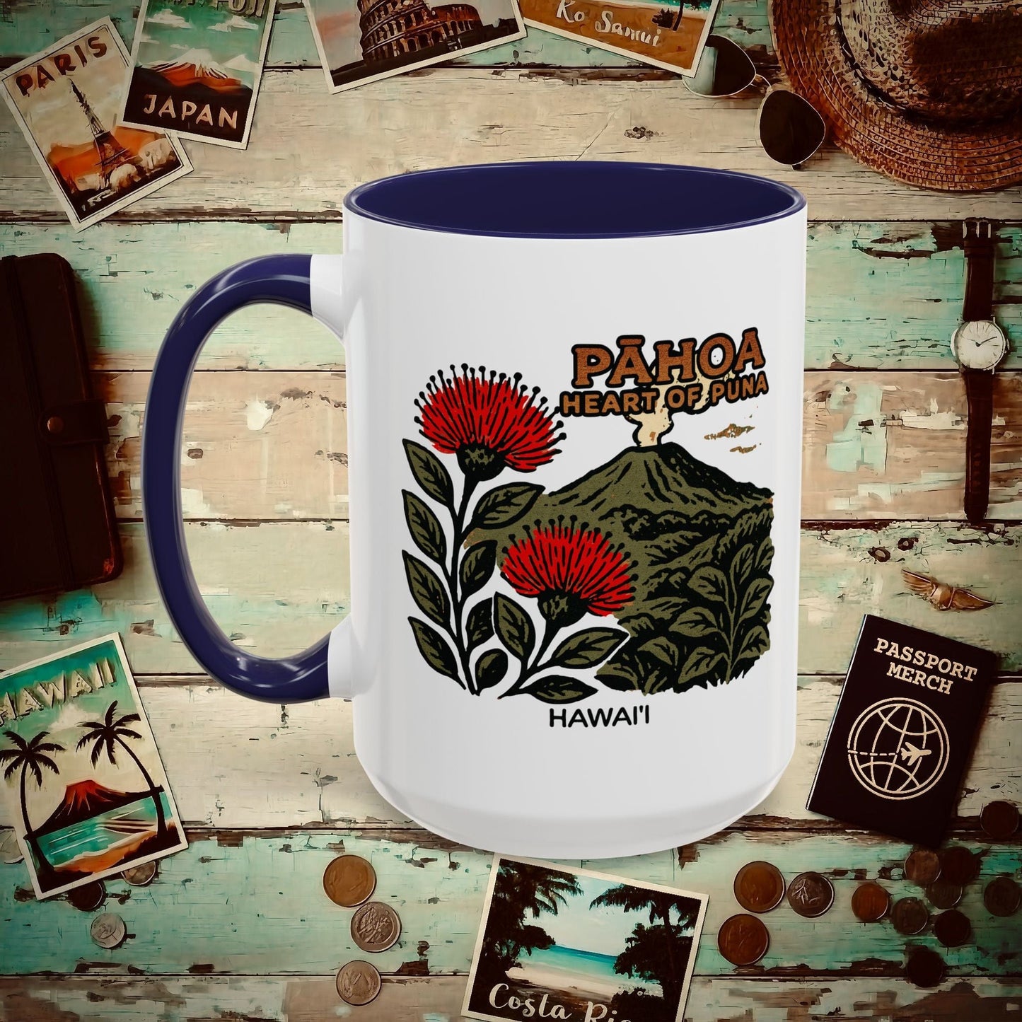 Vintage Pahoa, Heart of Puna, Hawaii 15oz Mug Navy / 15oz