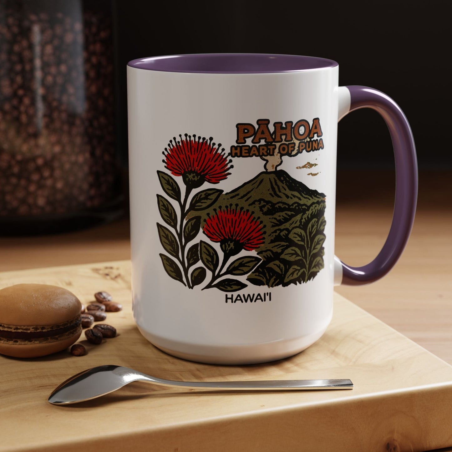 Vintage Pahoa, Heart of Puna, Hawaii 15oz Mug Purple / 15oz