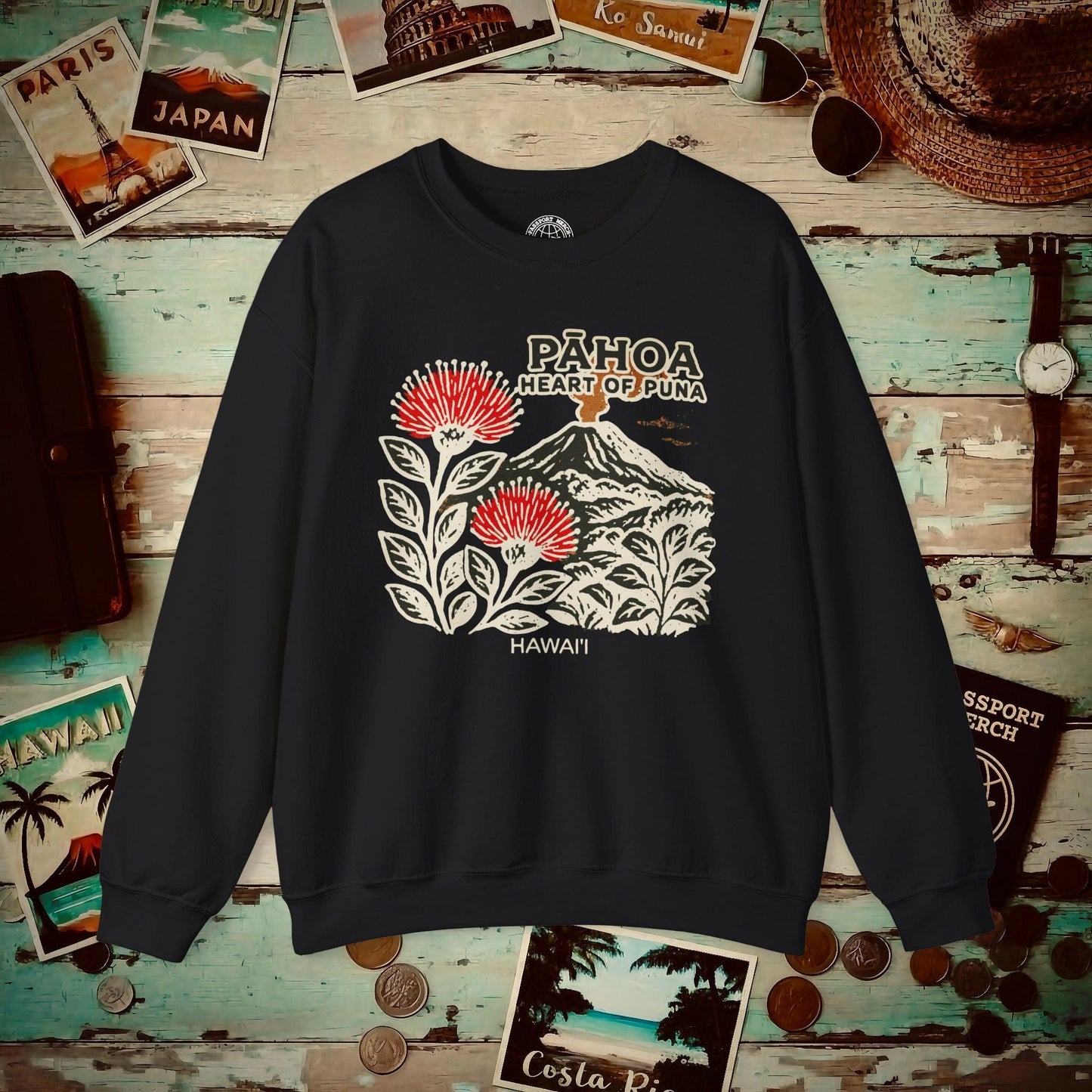 Vintage Pahoa, Heart of Puna, Hawaii Crewneck Black / S