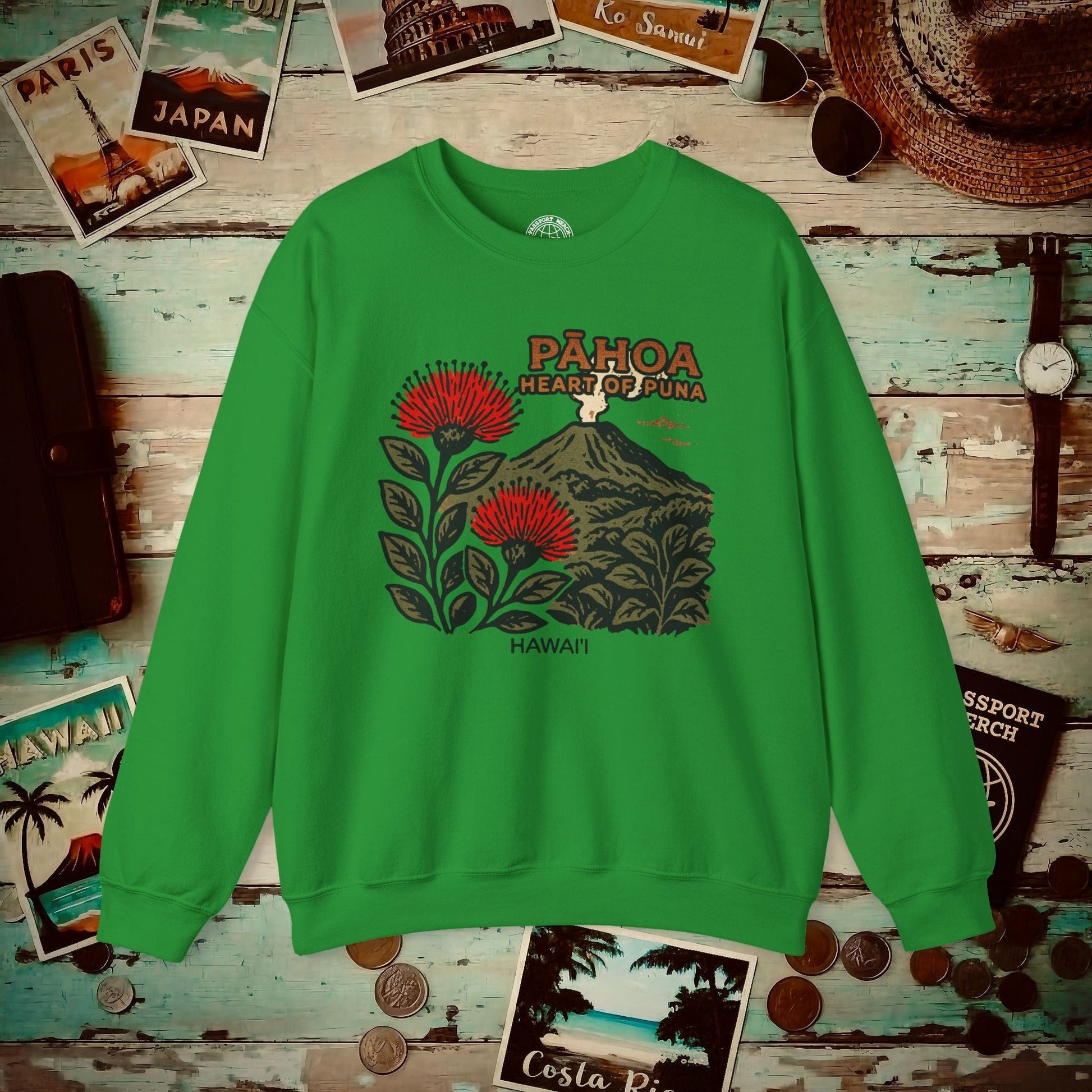 Vintage Pahoa, Heart of Puna, Hawaii Crewneck Irish Green / S