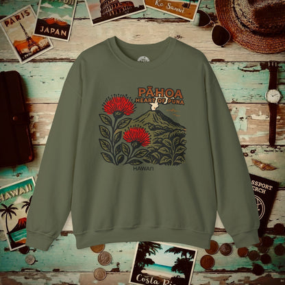 Vintage Pahoa, Heart of Puna, Hawaii Crewneck Military Green / S