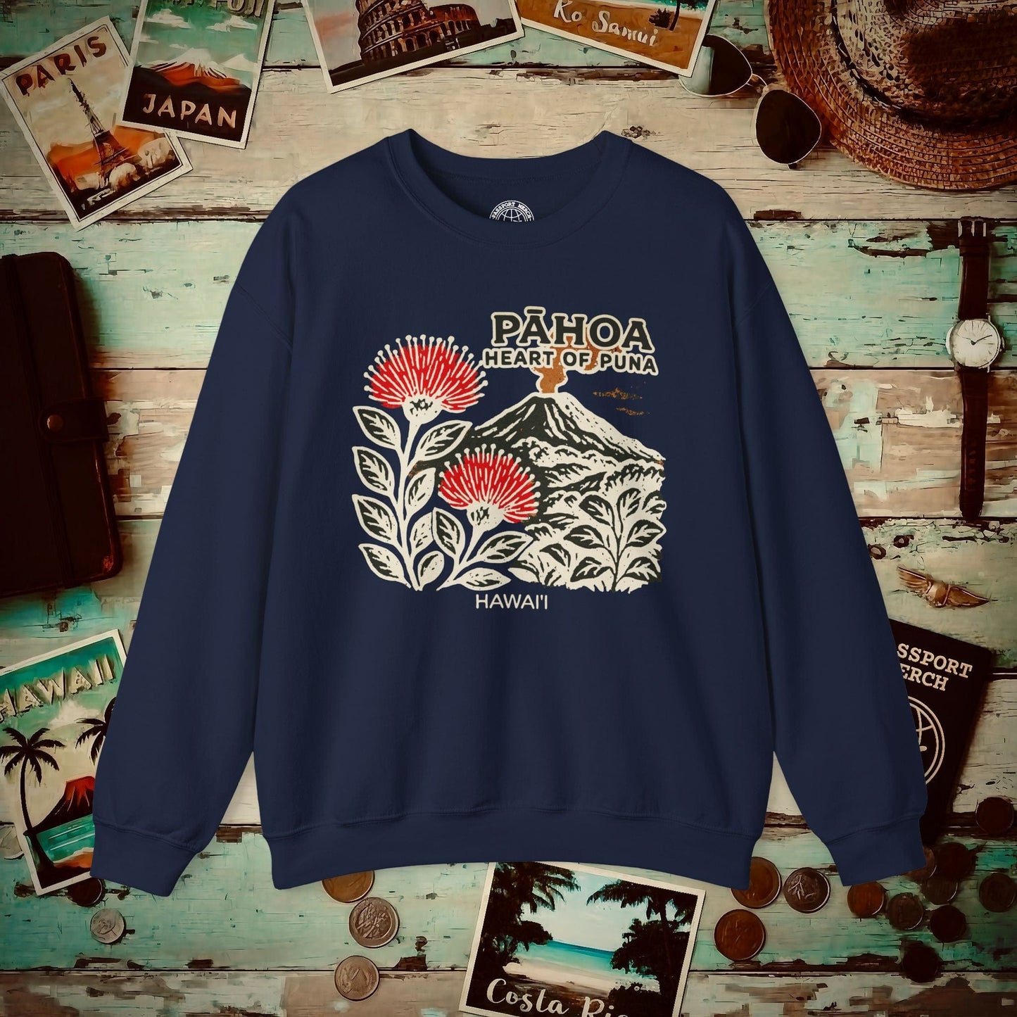Vintage Pahoa, Heart of Puna, Hawaii Crewneck Navy / S