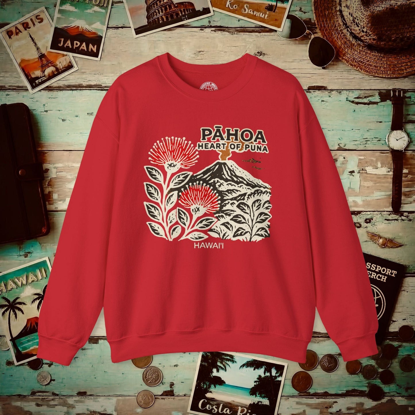 Vintage Pahoa, Heart of Puna, Hawaii Crewneck Red / S