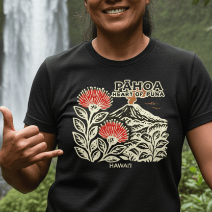 Vintage Pahoa, Heart of Puna, Hawaii, Womens Fit T-Shirt Black / S