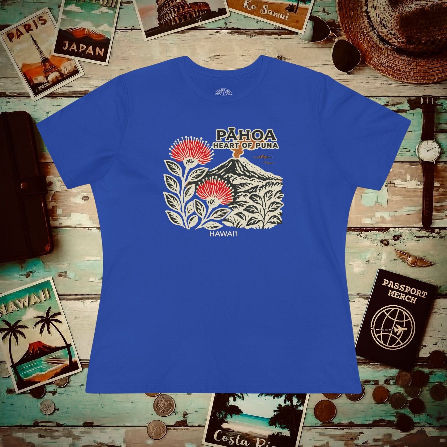 Vintage Pahoa, Heart of Puna, Hawaii, Womens Fit T-Shirt True Royal / S