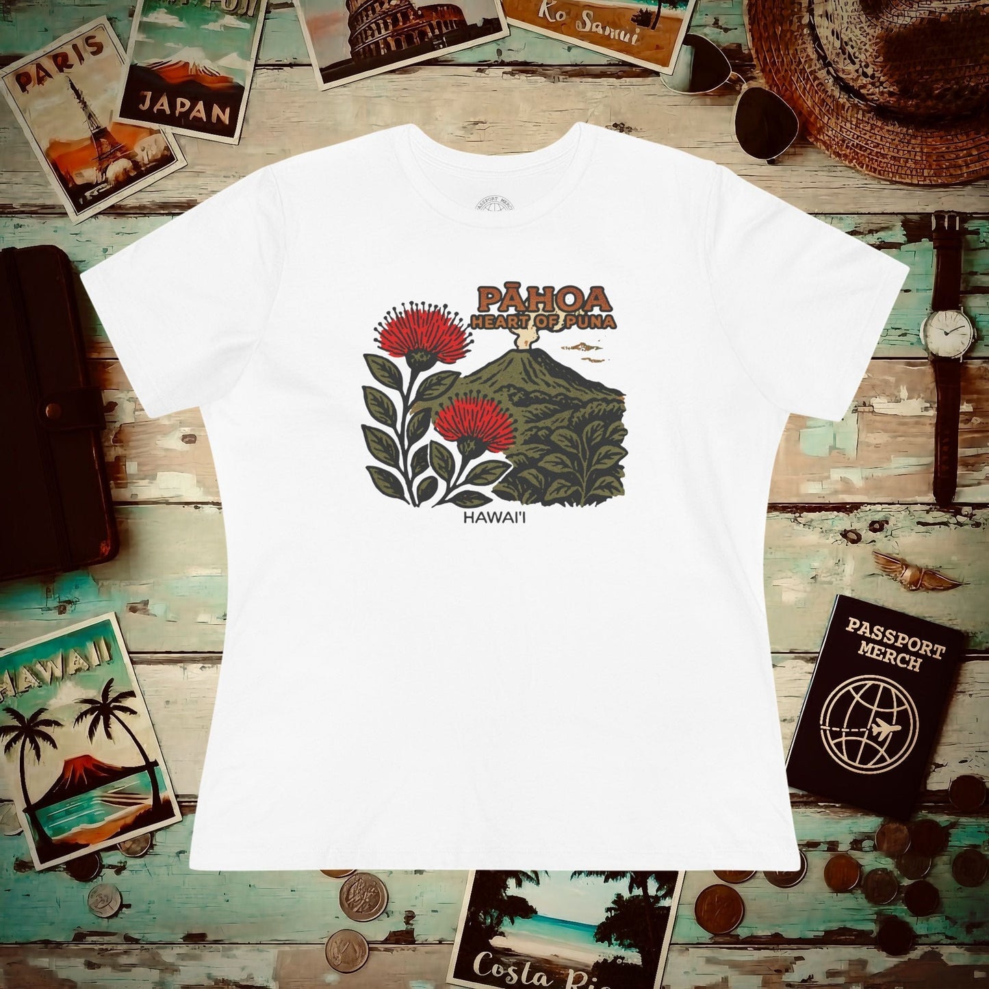 Vintage Pahoa, Heart of Puna, Hawaii, Womens Fit T-Shirt White / S