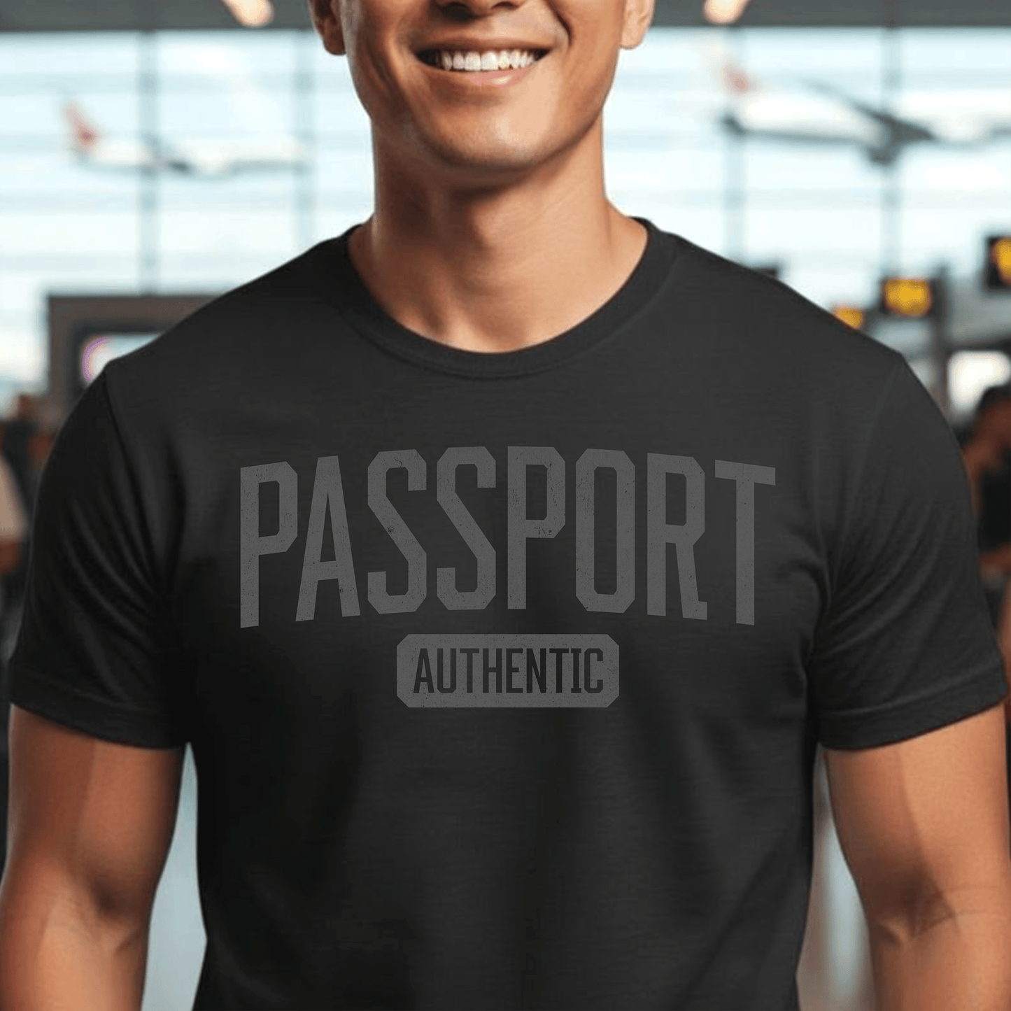 Vintage Passport Authentic T-Shirt Black / S