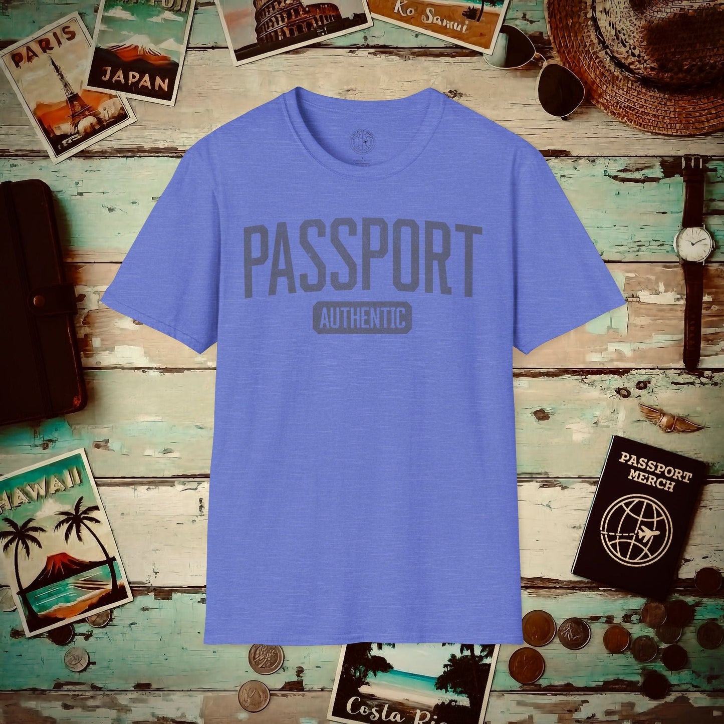 Vintage Passport Authentic T-Shirt Heather Royal / S
