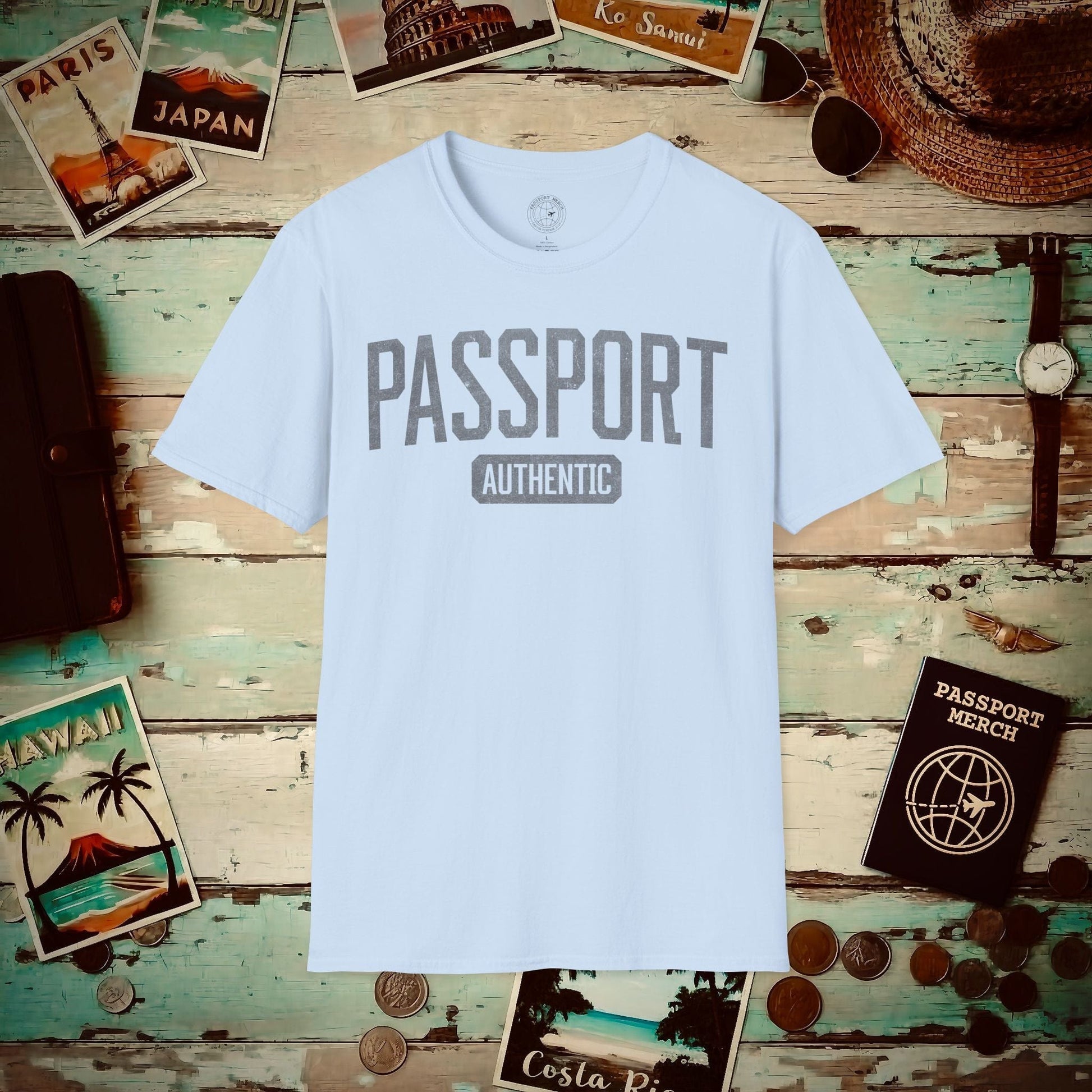 Vintage Passport Authentic T-Shirt Light Blue / S