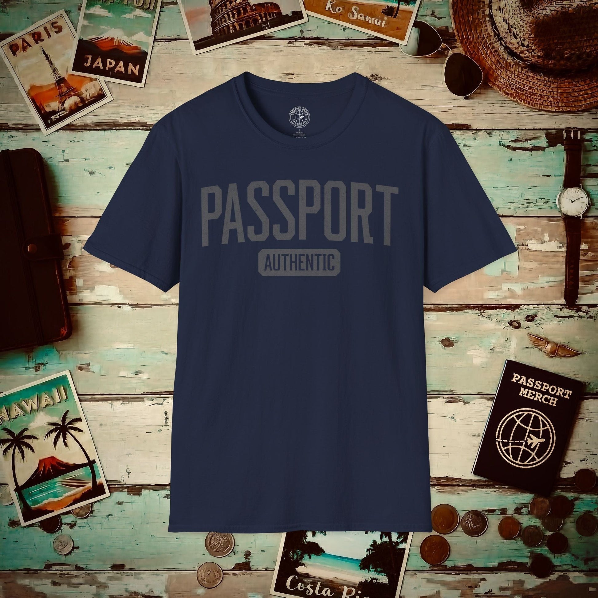 Vintage Passport Authentic T-Shirt Navy / S