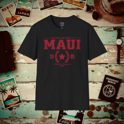 Vintage Passport University, Maui, Hawaii T-Shirt Black / S