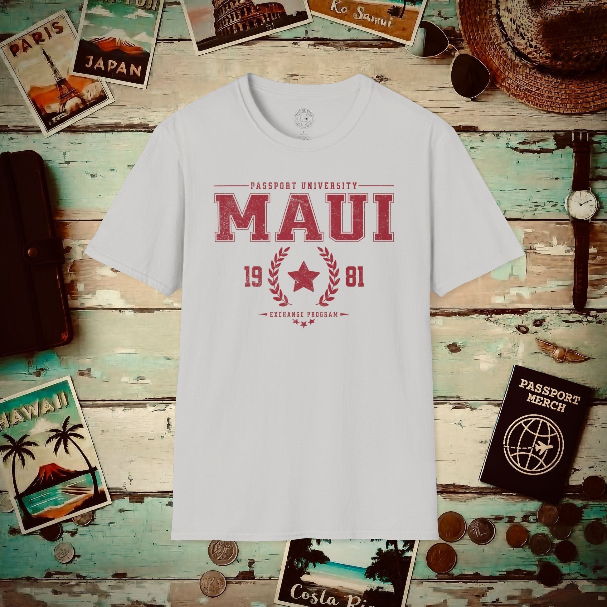 Vintage Passport University, Maui, Hawaii T-Shirt Ice Grey / S