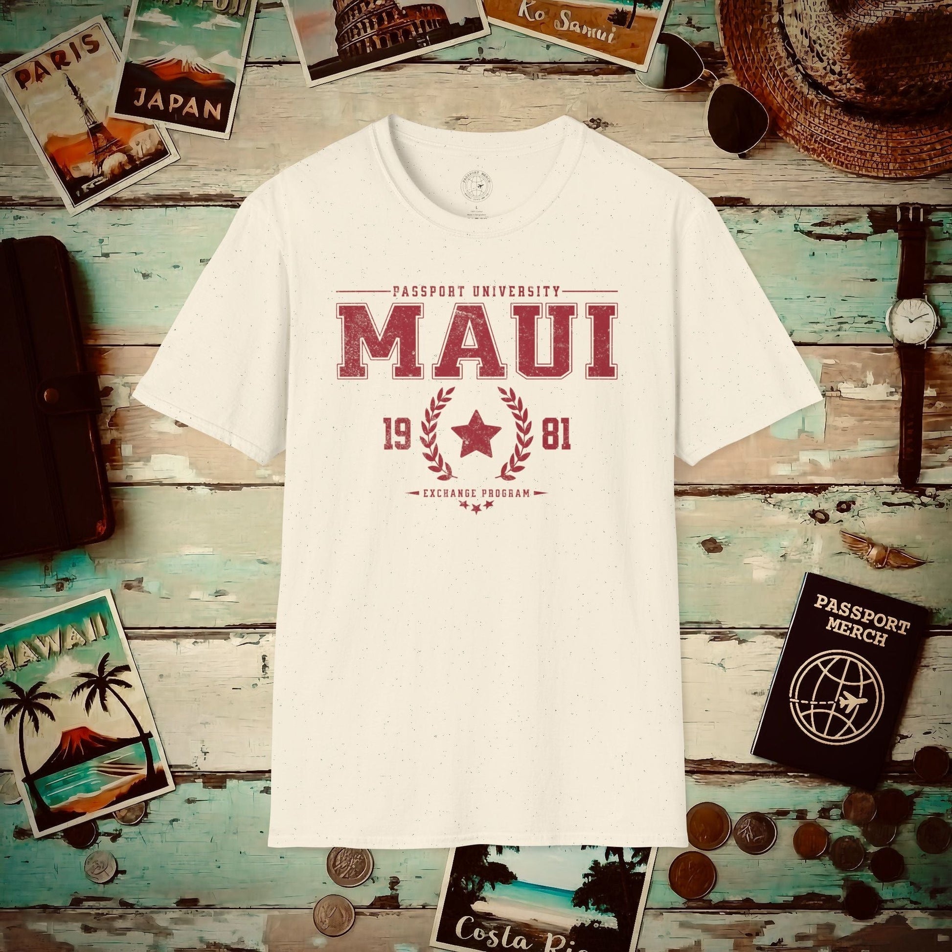 Vintage Passport University, Maui, Hawaii T-Shirt Natural / S