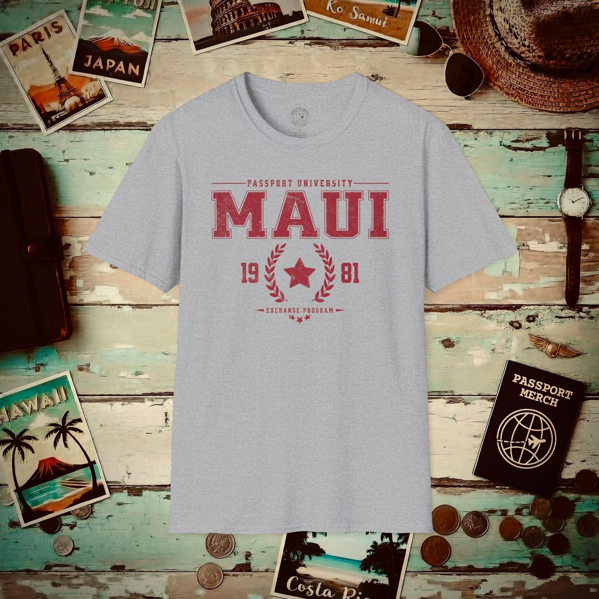 Vintage Passport University, Maui, Hawaii T-Shirt Sport Grey / S