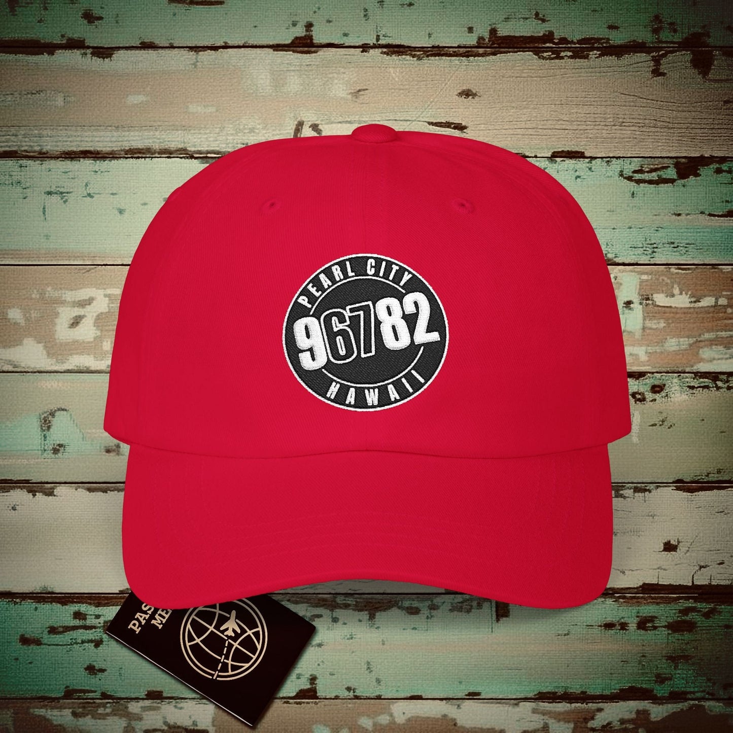 Vintage Pearl City Zip Code ("67" Pop Culture Edition), Hawaii Embroidered Hat Cranberry / One size