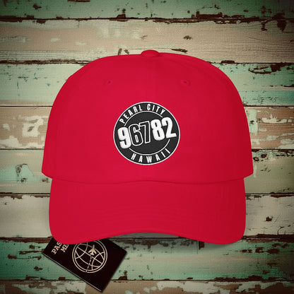 Vintage Pearl City Zip Code ("67" Pop Culture Edition), Hawaii Embroidered Hat Cranberry / One size