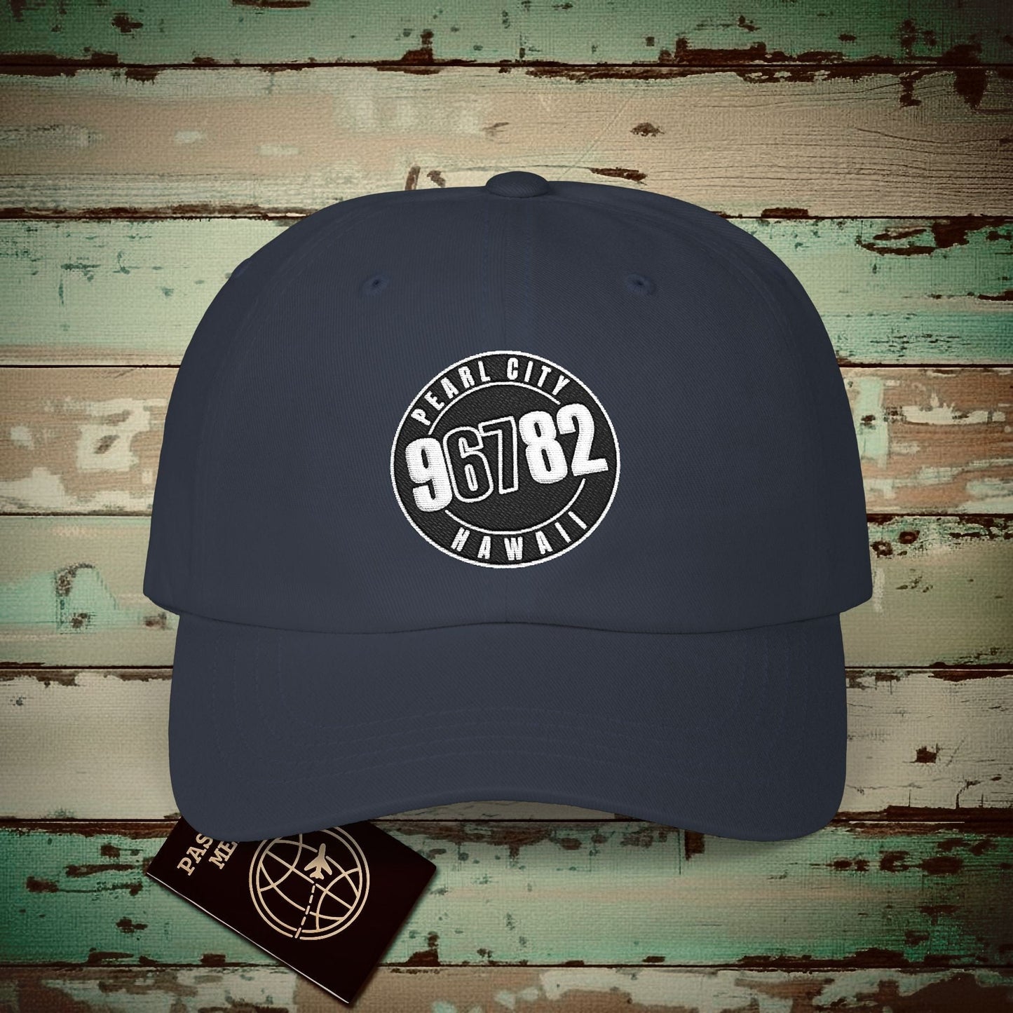 Vintage Pearl City Zip Code ("67" Pop Culture Edition), Hawaii Embroidered Hat Navy / One size