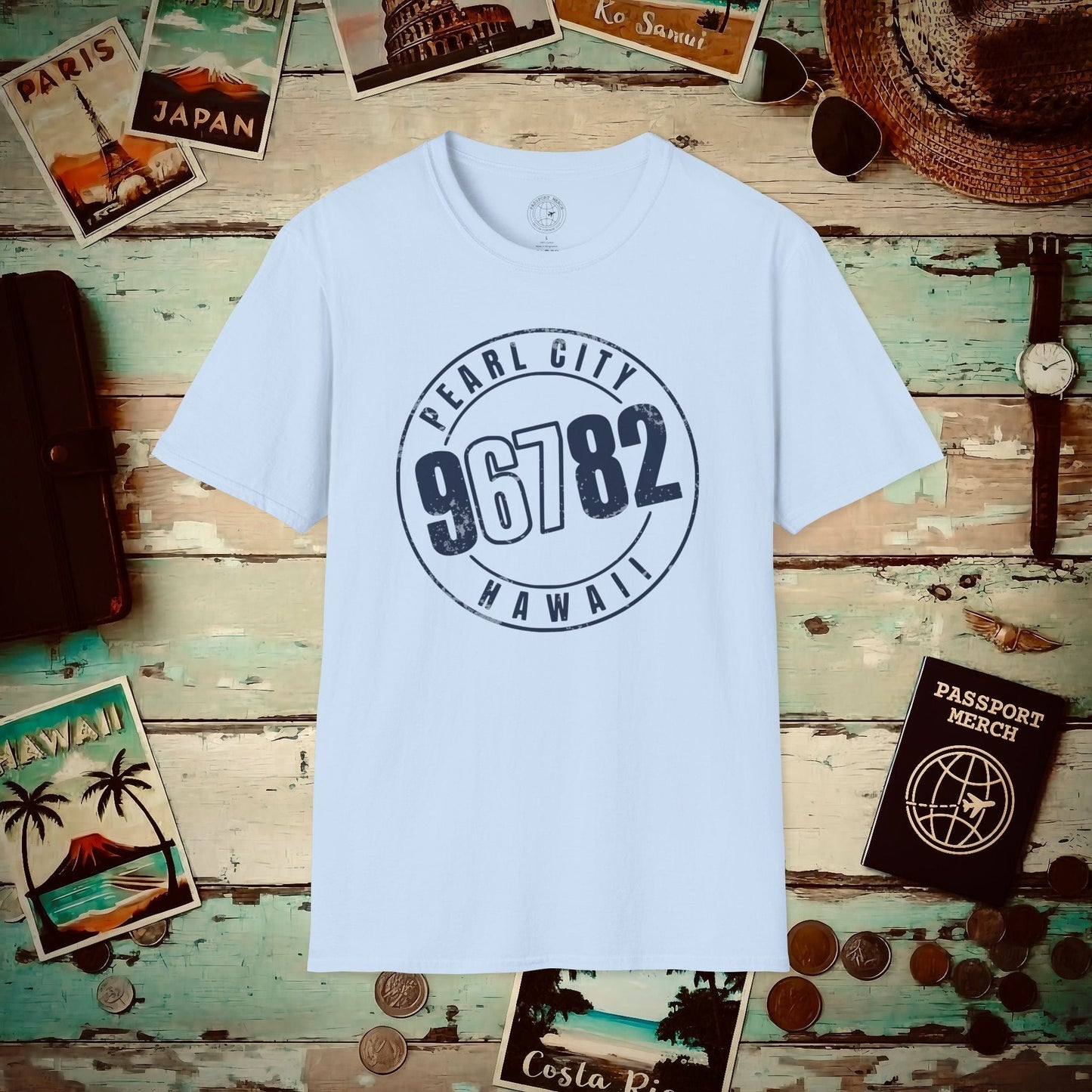 Vintage Pearl City Zip Code ("67" Pop Culture Edition), Hawaii T-Shirt Light Blue / S
