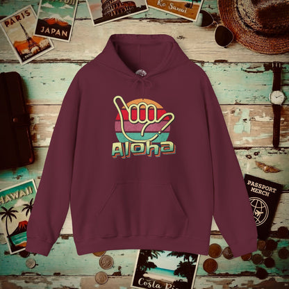 Vintage Retro Aloha Shaka, Hawaii Hoodie Maroon / S