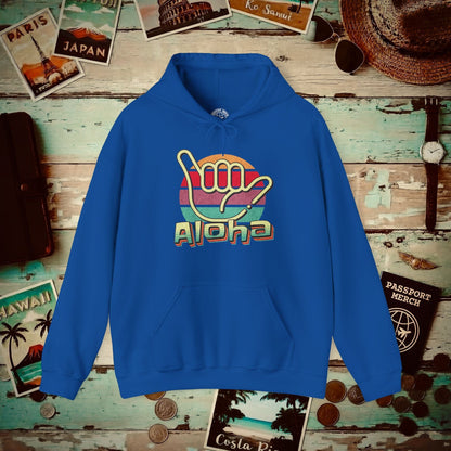Vintage Retro Aloha Shaka, Hawaii Hoodie Royal / S