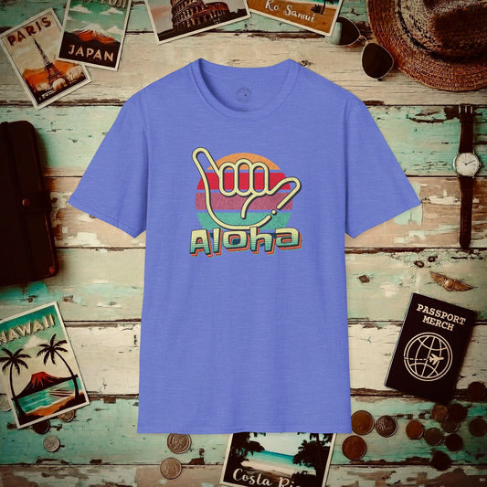 Vintage Retro Aloha Shaka, Hawaii T-Shirt Heather Royal / S
