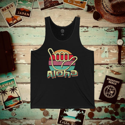 Vintage Retro Aloha Shaka, Hawaii Tank Top Black / XS