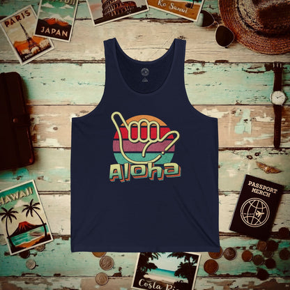Vintage Retro Aloha Shaka, Hawaii Tank Top Navy / XS