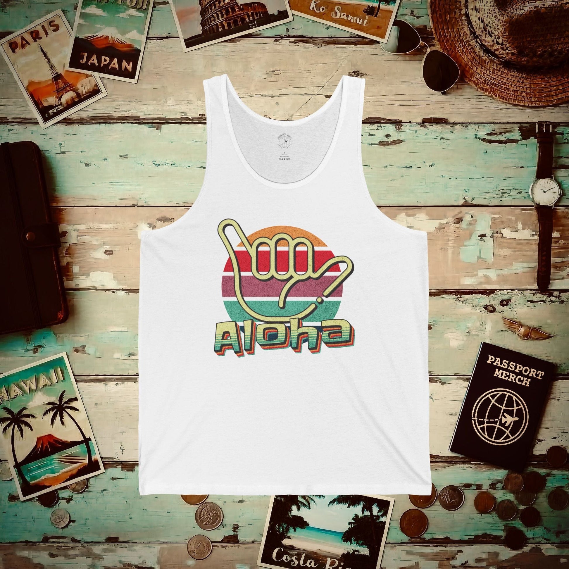 Vintage Retro Aloha Shaka, Hawaii Tank Top White / XS