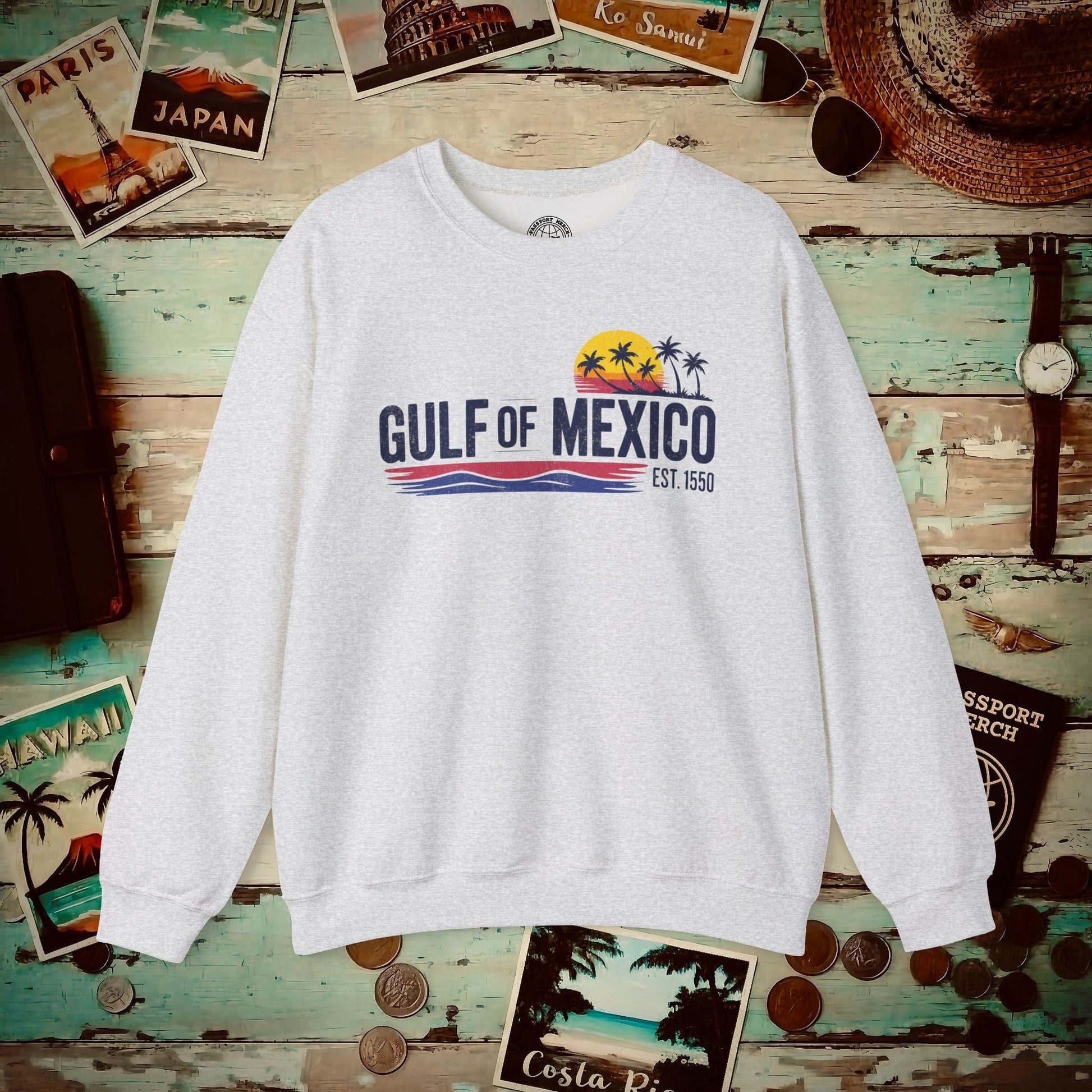 Vintage Retro Gulf of Mexico Crewneck Ash / S