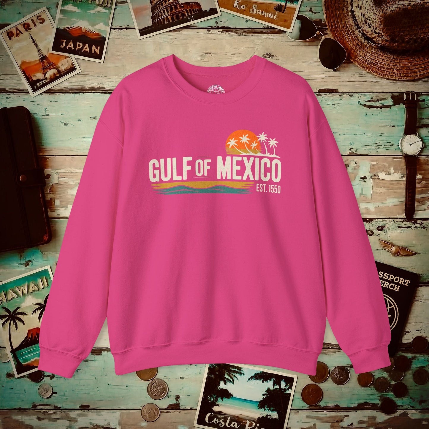 Vintage Retro Gulf of Mexico Crewneck Heliconia / S