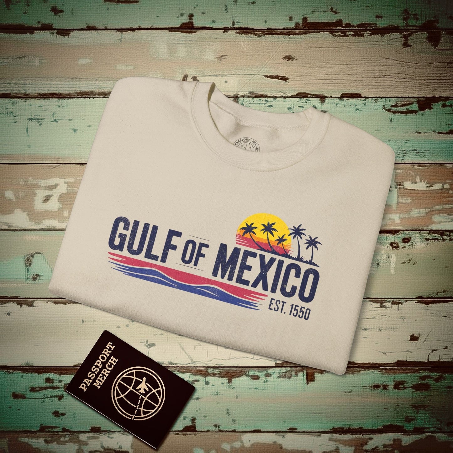 Vintage Retro Gulf of Mexico Crewneck Sand / S