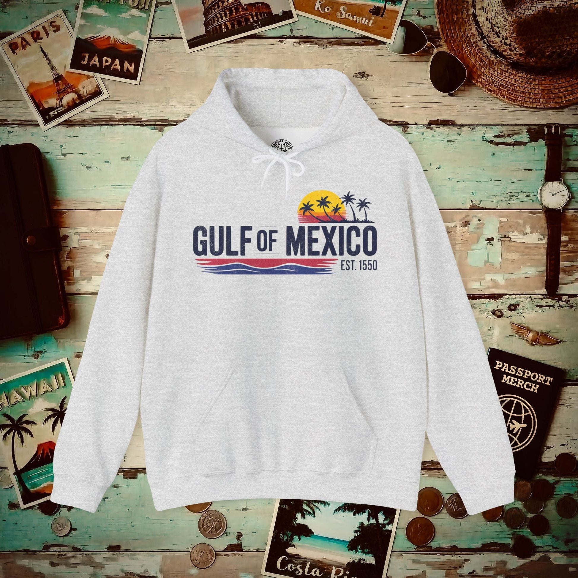 Vintage Retro Gulf of Mexico Hoodie Ash / S