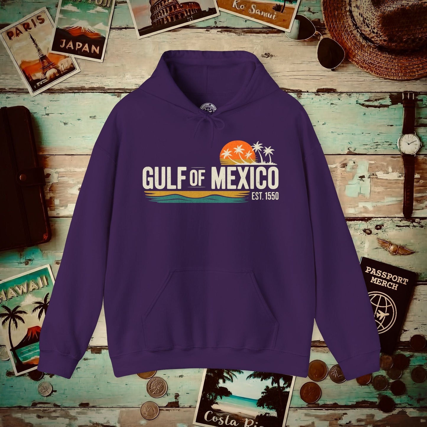 Vintage Retro Gulf of Mexico Hoodie Purple / S
