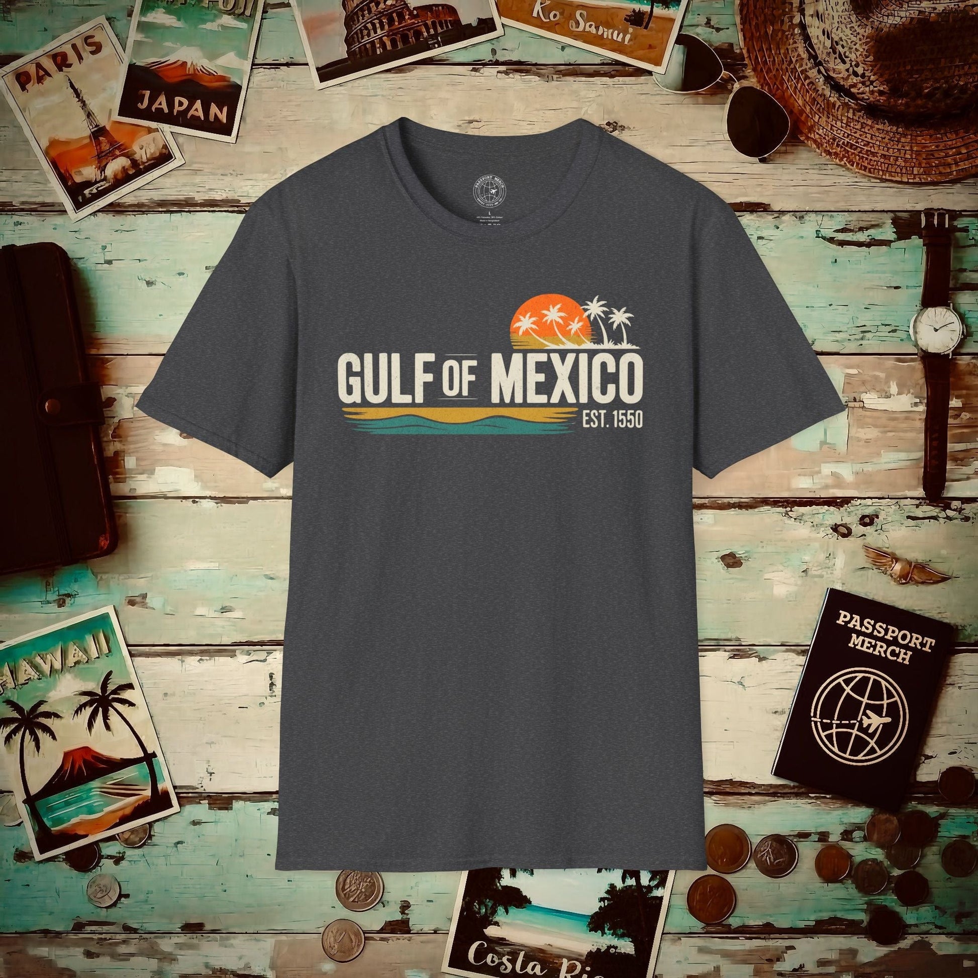 Vintage Retro Gulf of Mexico T-Shirt Dark Heather / S