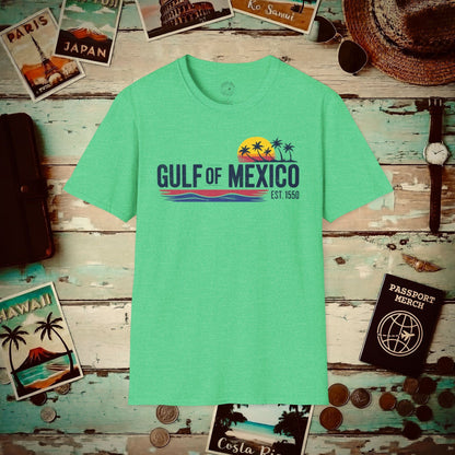 Vintage Retro Gulf of Mexico T-Shirt Heather Irish Green / S
