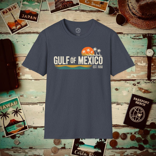 Vintage Retro Gulf of Mexico T-Shirt Heather Navy / S