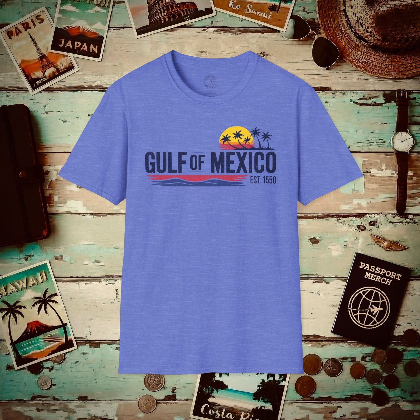 Vintage Retro Gulf of Mexico T-Shirt Heather Royal / S