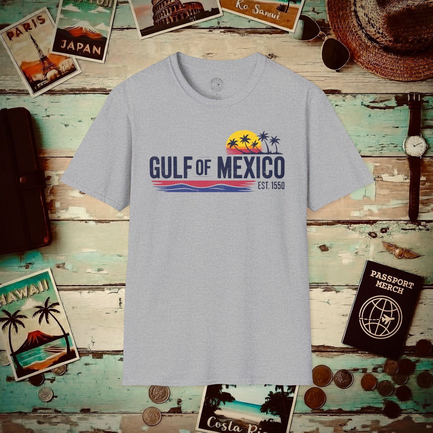 Vintage Retro Gulf of Mexico T-Shirt Sport Grey / S