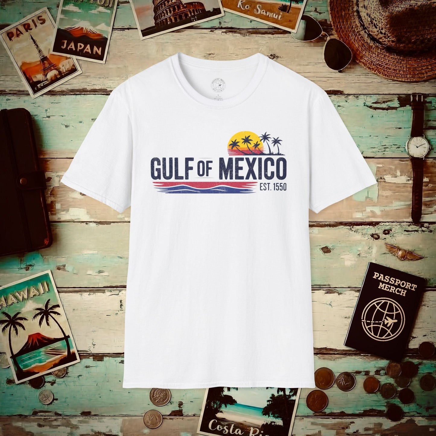 Vintage Retro Gulf of Mexico T-Shirt White / S