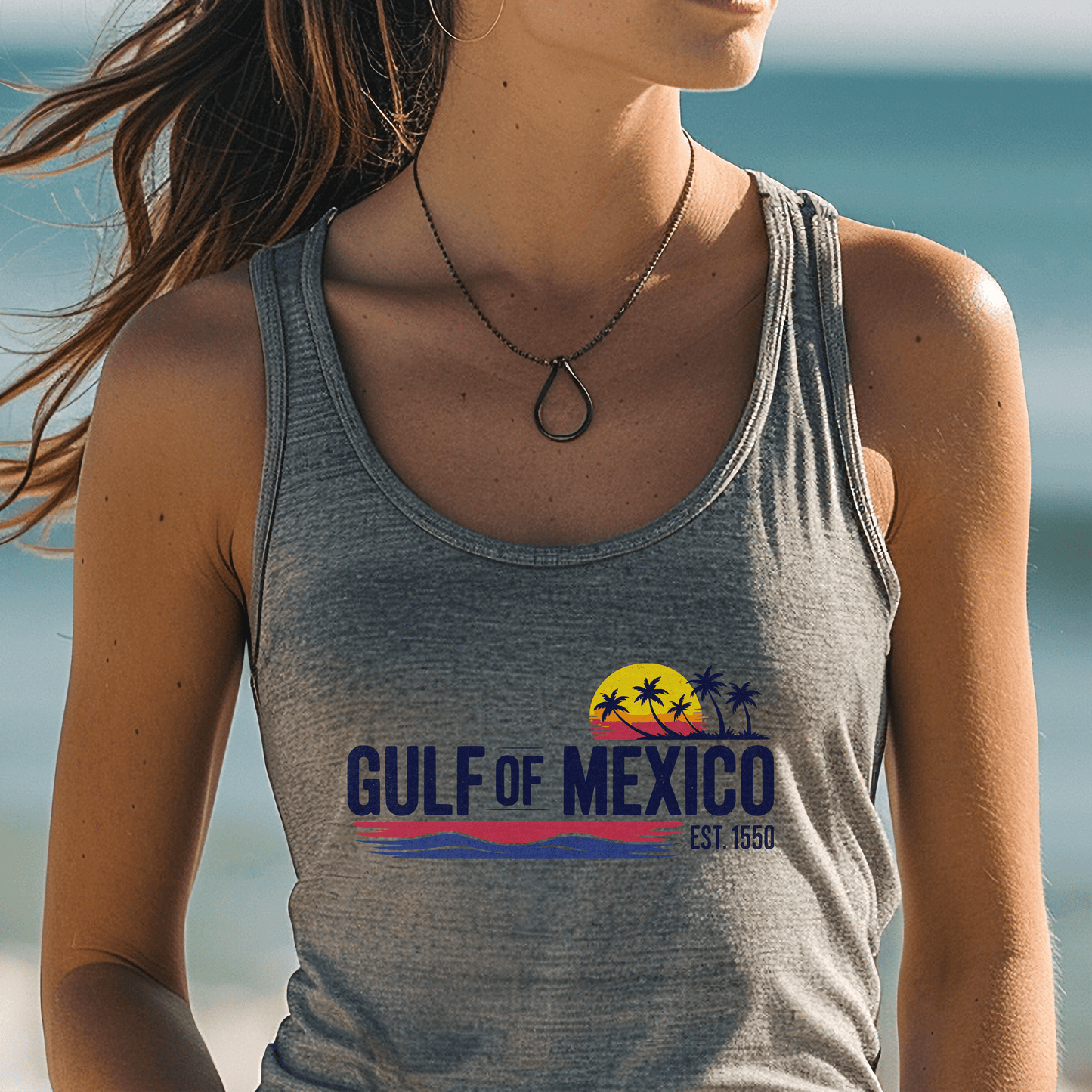 Vintage Retro Gulf of Mexico Tank Top Athletic Heather / XS
