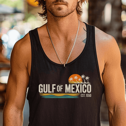 Vintage Retro Gulf of Mexico Tank Top Black / XS